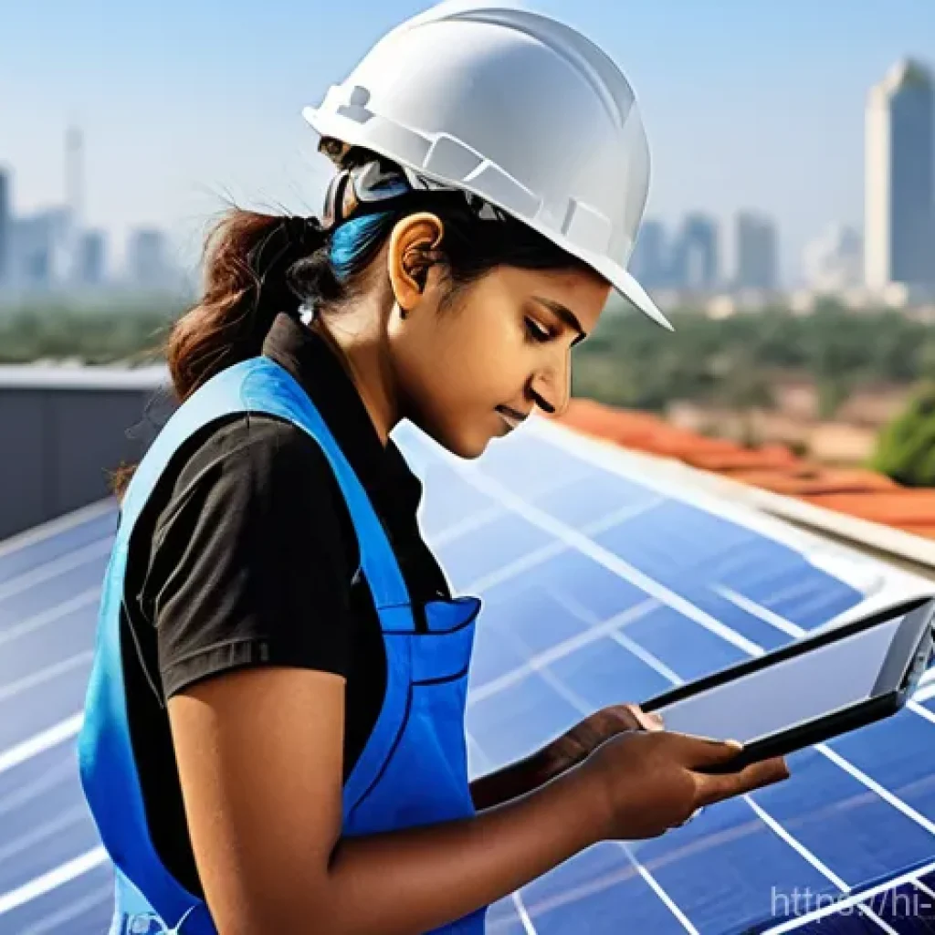신재생에너지발전설비 연봉 데이터 통계 - **Prompt 1: Skilled Solar Technician at Work**
    "A photorealistic, highly detailed image of a you...