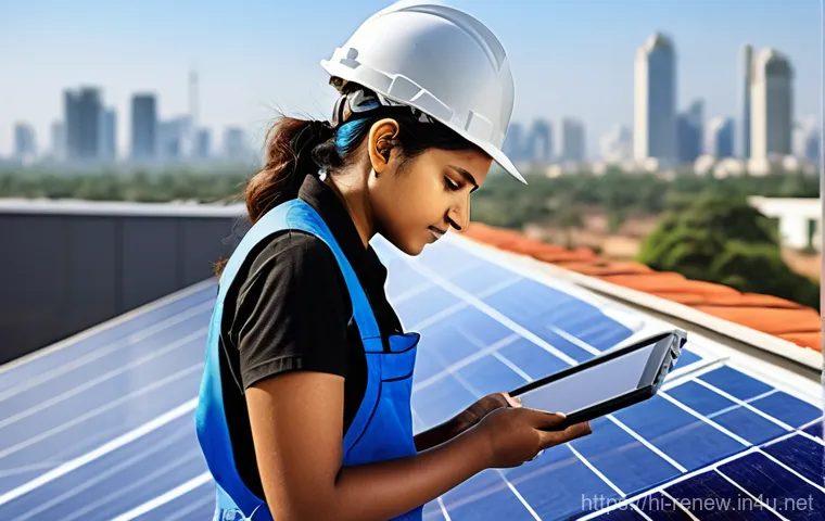 신재생에너지발전설비 연봉 데이터 통계 - **Prompt 1: Skilled Solar Technician at Work**
    "A photorealistic, highly detailed image of a you...